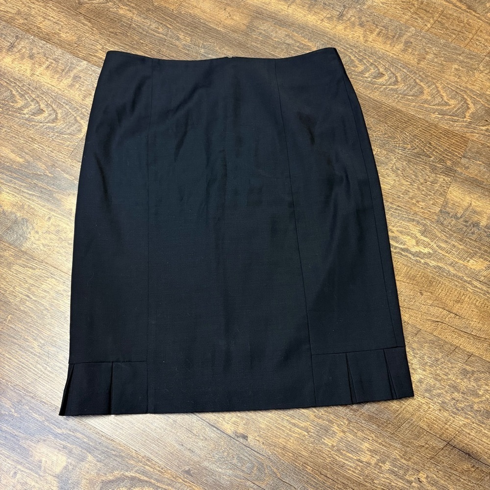 Talbots Wool Pencil Skirt Womens Size 12 Black Pleated Hem Office Business Work